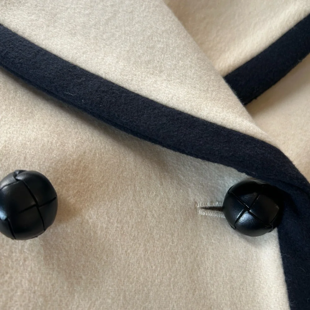 J. Crew Nello Gori Wool Peacoat 10 Double Breasted Off White Navy Blue / Black - Picture 7 of 11